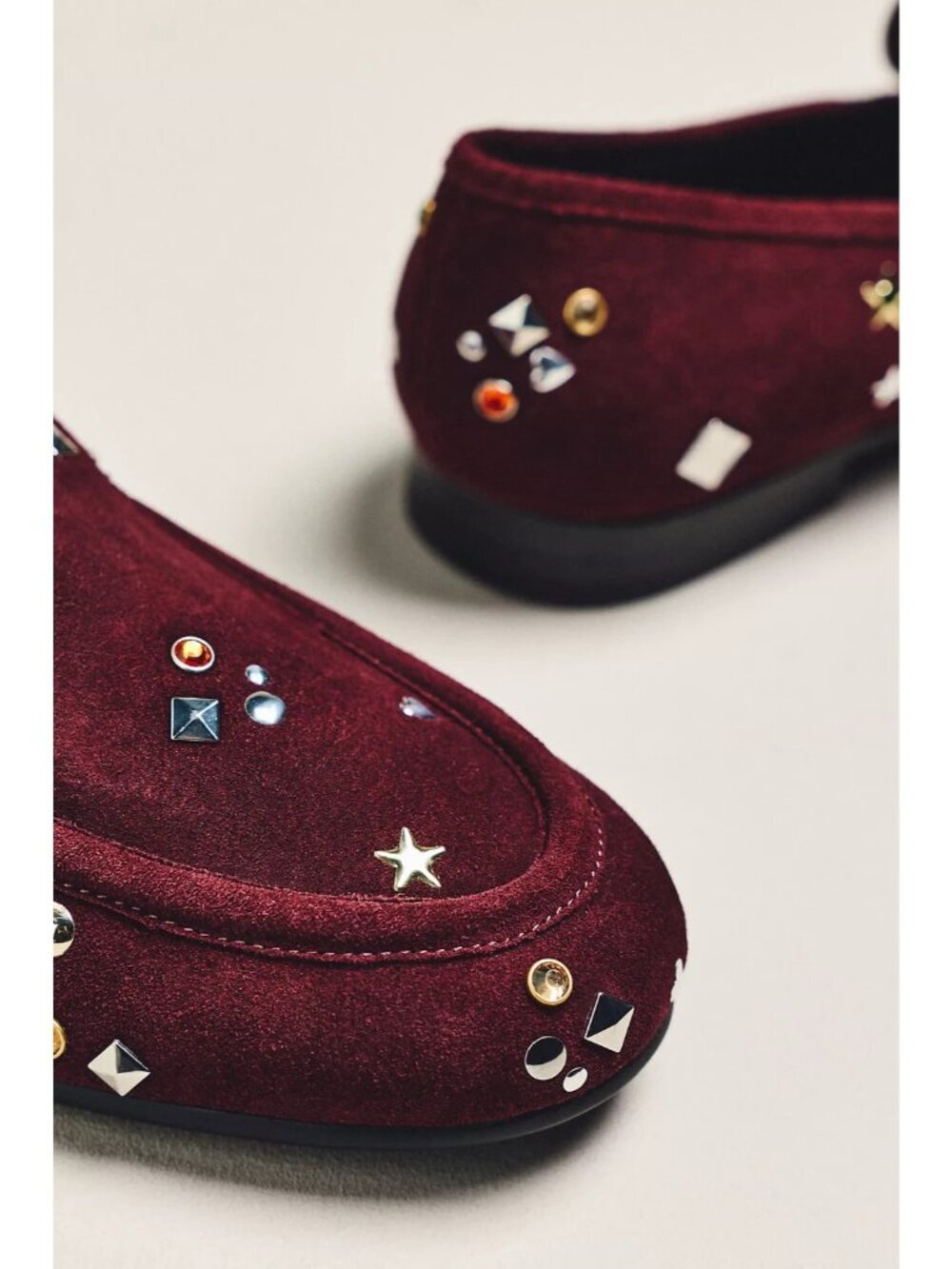 Bibi Lou Icon Studded Loafers Wine 40/9 - Picture 3 of 3